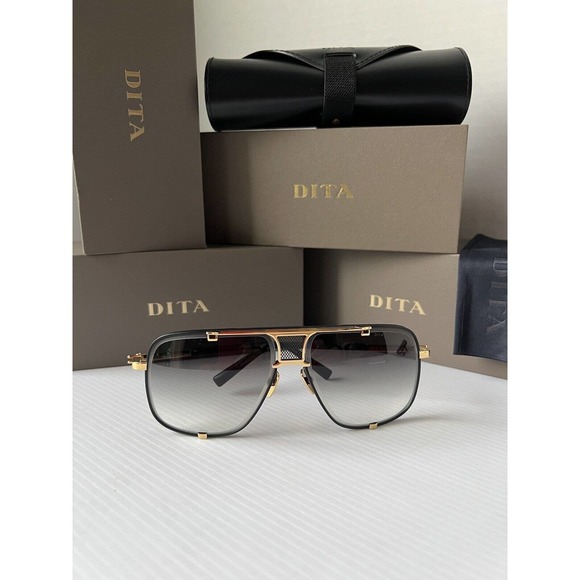 DITA Mach Five DRX 2087-A Matte Black Yellow Gold 18K / Gray Gradient Sunglasses - Picture 6 of 12